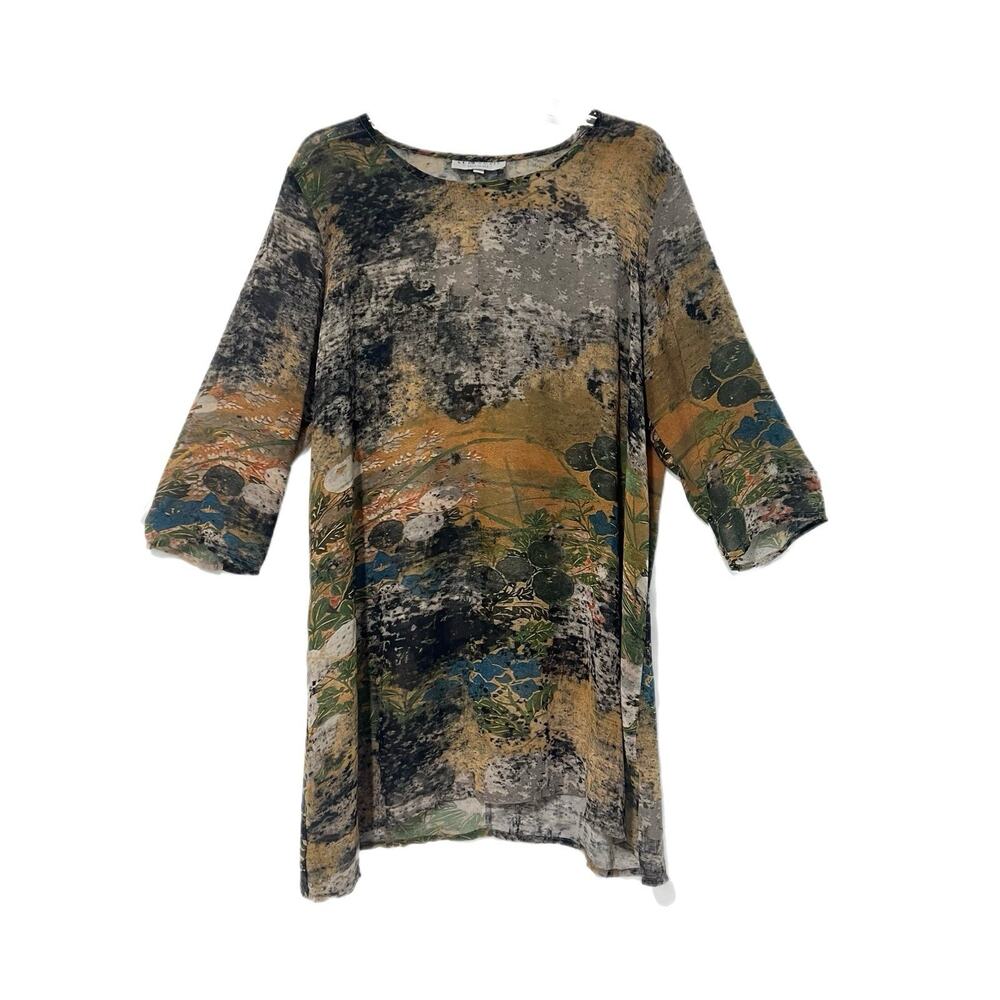 Bryn Walker Damien Tunic Dress M Aquario Abstract Artsy Lagenlook Art To Wear
